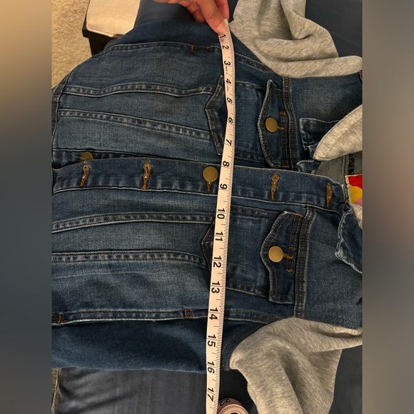 ModCloth Fervour | size S | Jean jacket with heather grey hood and sleeves - Picture 8 of 9